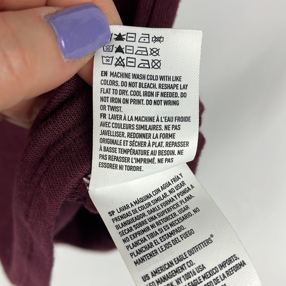 AEO FIRST essentials cowl neck sleeveless top Sz L plum color - Picture 7 of 7